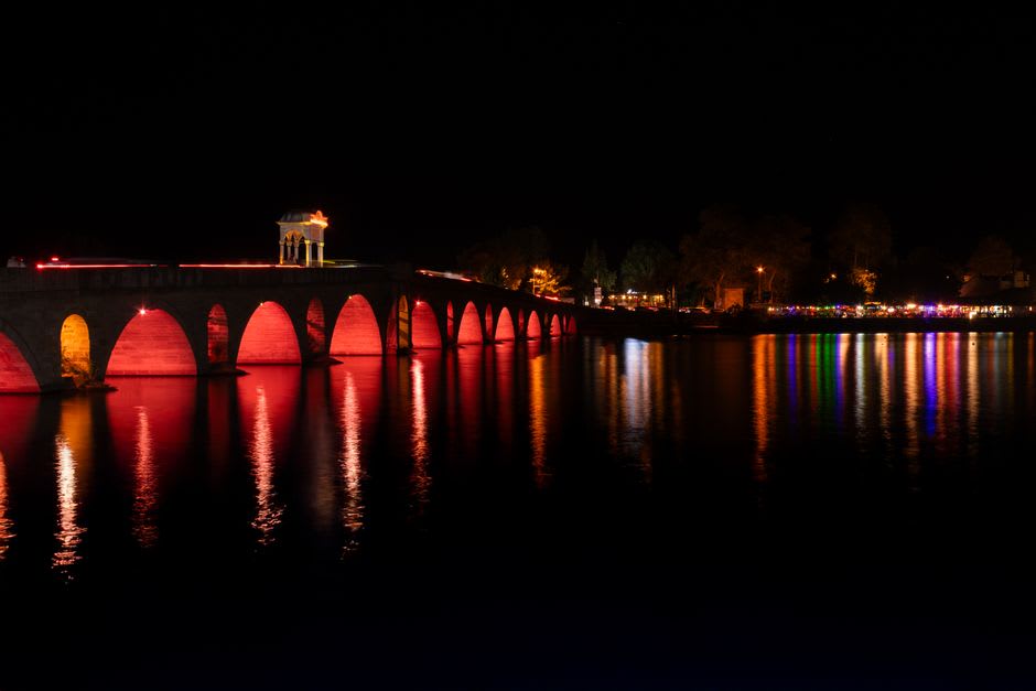 Ottoman stone bridges spanning the Tunca river on the outskirts of Edirne
