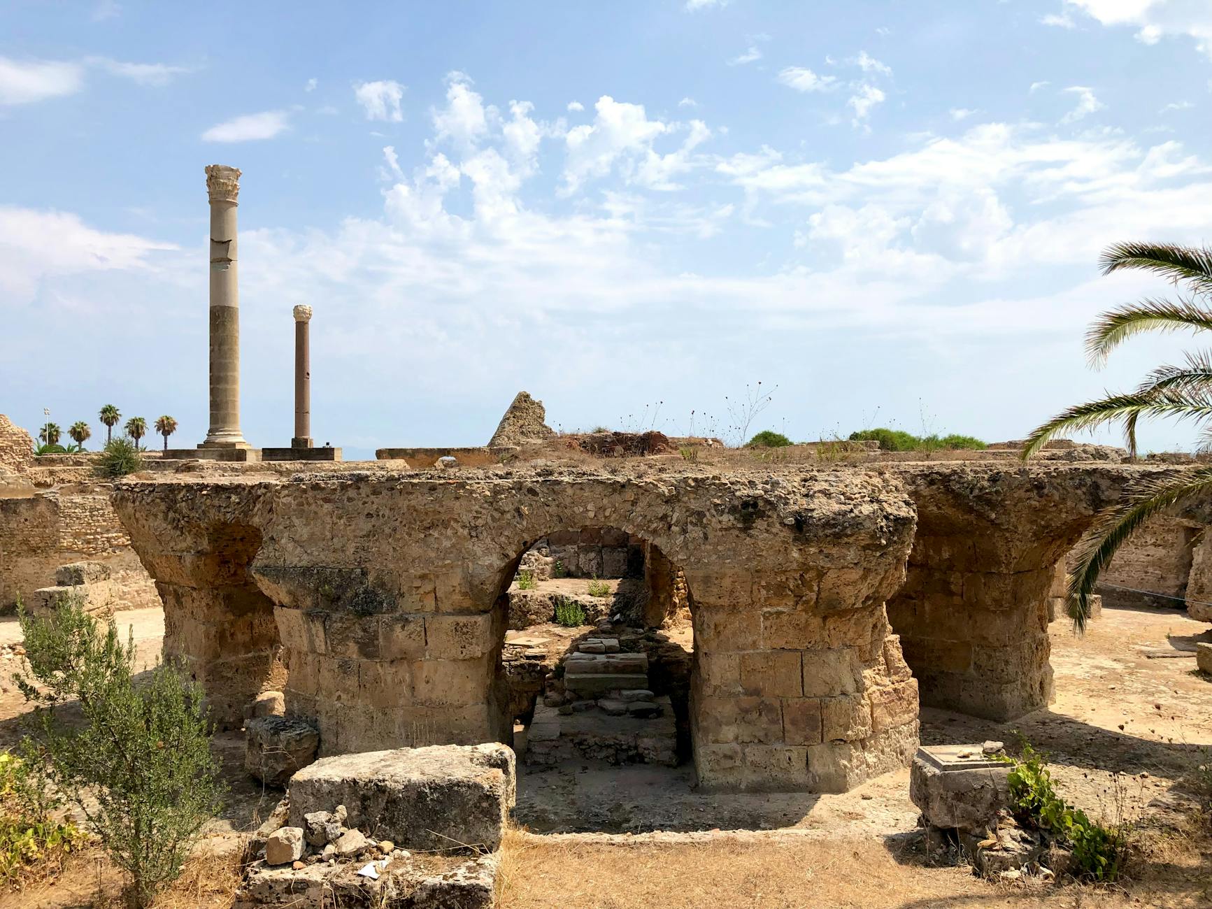 Ancient ruins of Hierapolis overlooking the travertine landscape