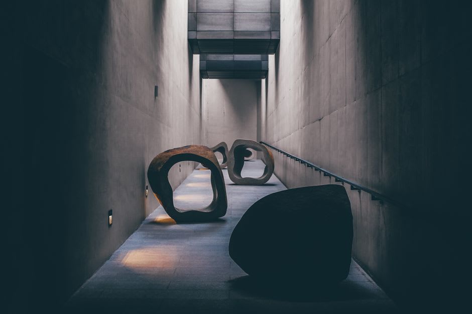 Gallery interior with concrete walls and contemporary art installation at Alserkal Avenue