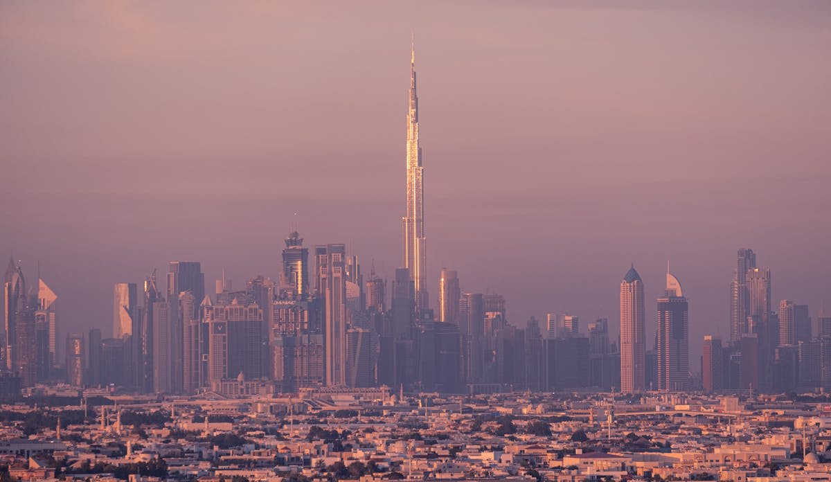 Dubai's glittering skyline with the Burj Khalifa at twilight