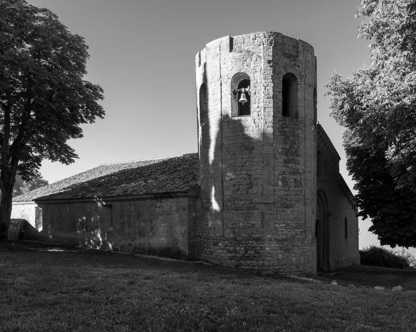 Facade of San Silvestro church on Piazza Silvestri in Bevagna, Umbria