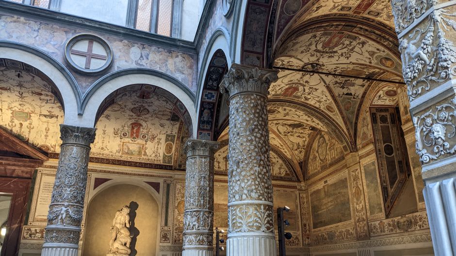 The frescoed courtyard of Palazzo Vitelli alla Cannoniera in Citta di Castello