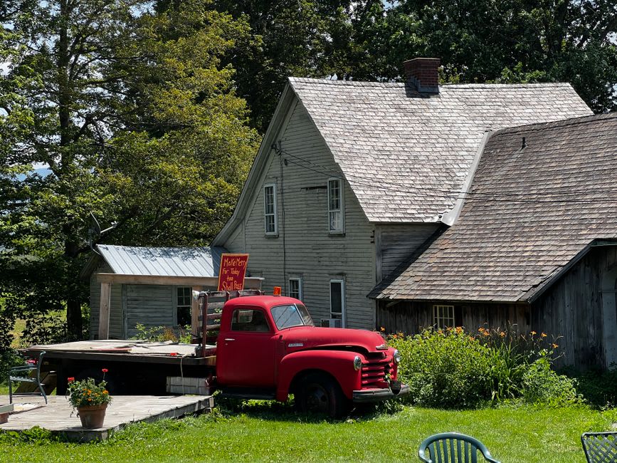 Farmhouses along Vermont Route 7A near Bennington in late afternoon light