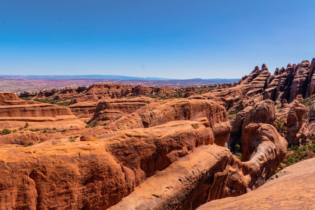 Banded rock spires of the Needles district in Canyonlands