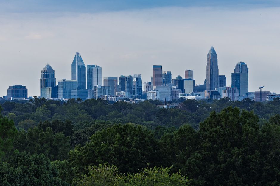 Uptown Charlotte skyline seen from Romare Bearden Park