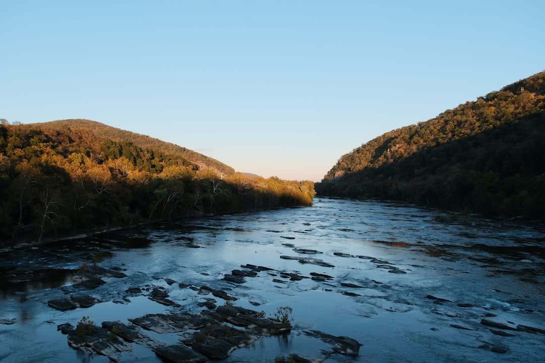 The New River Gorge Bridge seen from the canyon rim boardwalk near Fayetteville, West Virginia