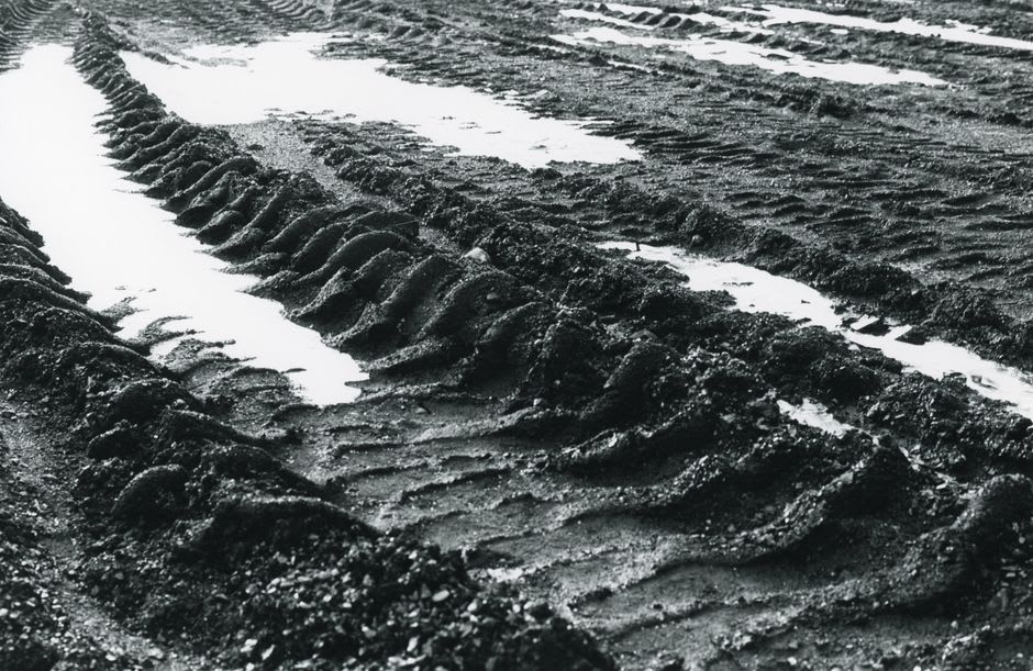 Wagon wheel ruts carved into the Brule clay near Mitchell Pass at the base of Scotts Bluff, Nebraska