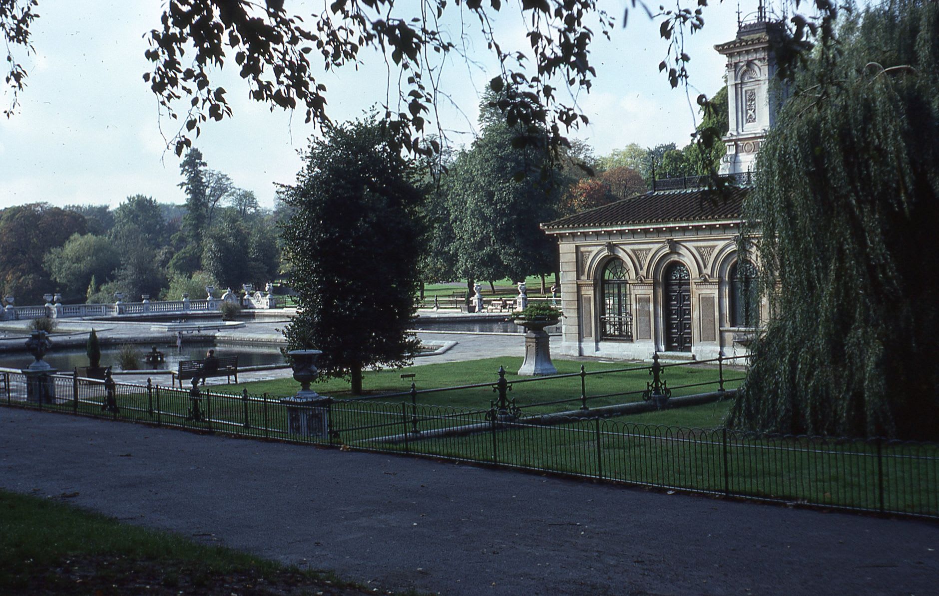 Formal gardens and the Hudson River view from the Vanderbilt Mansion grounds