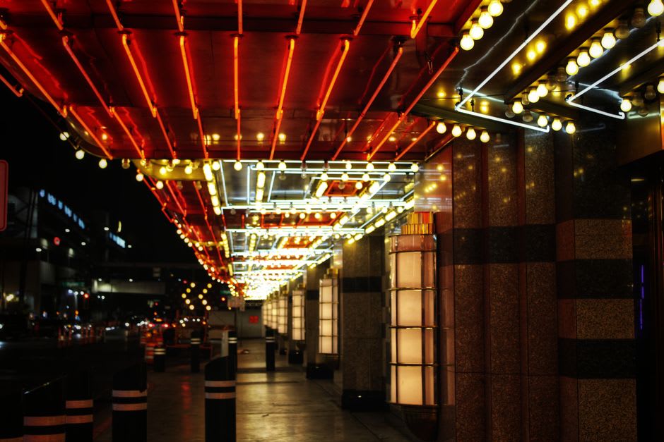 The glowing neon canopy and vintage signs above Fremont Street in downtown Las Vegas