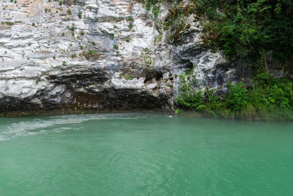 Limestone bluffs overlooking the blue expanse of Bull Shoals Lake near Mountain Home, Arkansas