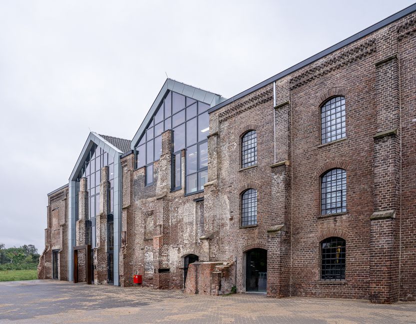 Converted brick mill buildings now housing artist studios in Pawtucket, Rhode Island