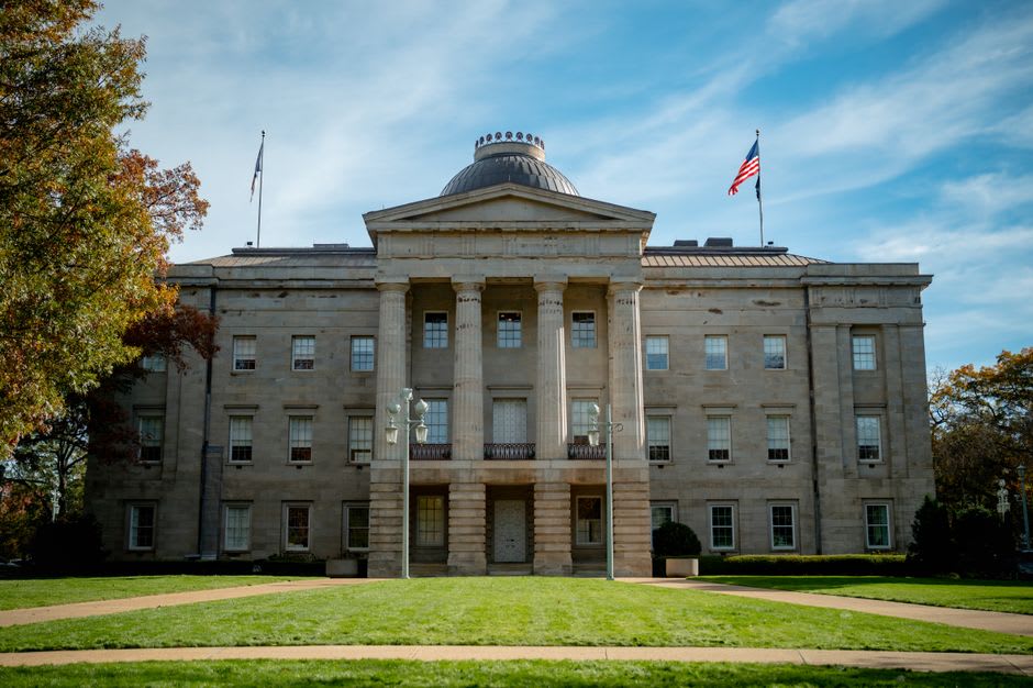 The North Carolina Museum of Natural Sciences with its glass rotunda in downtown Raleigh