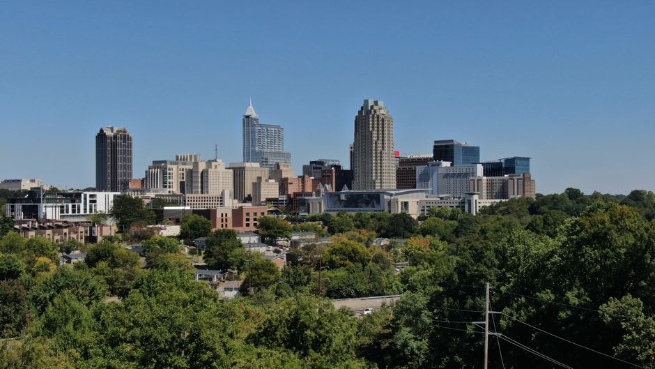 The State Farmers Market in Raleigh piled with fresh produce under open-air sheds