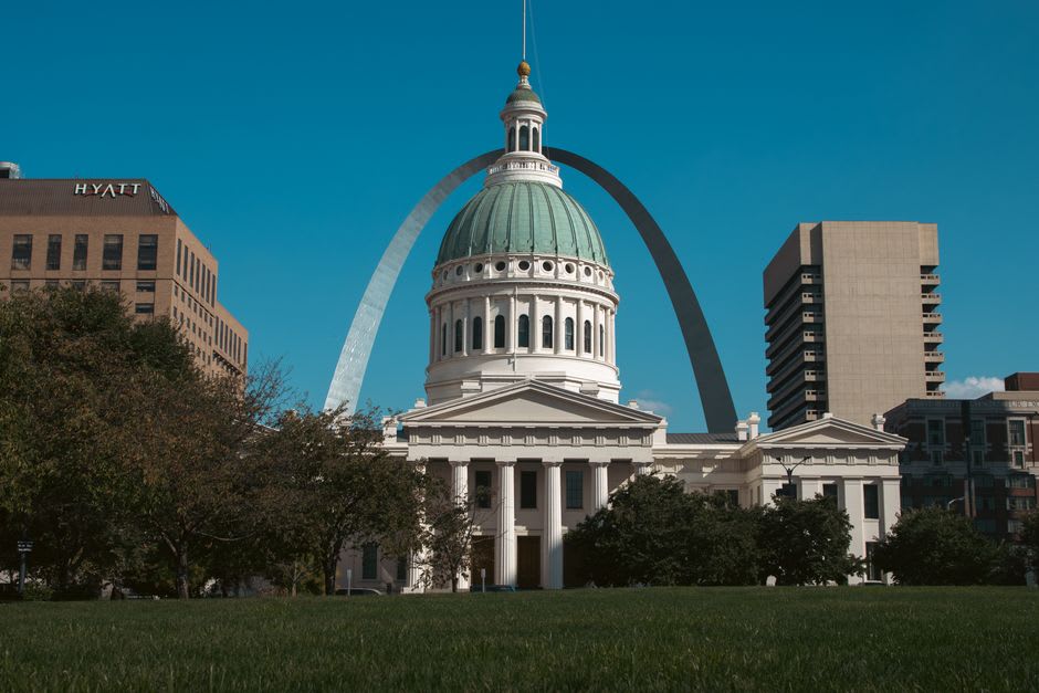 The shimmering mosaic-covered domes and arches inside the Cathedral Basilica of St Louis