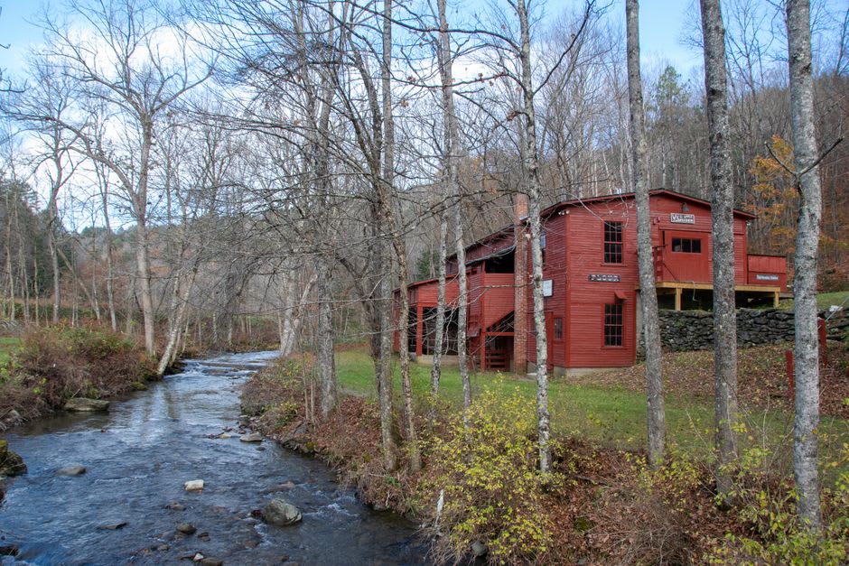 The falls and old mill buildings along Otter Creek in downtown Vergennes, Vermont