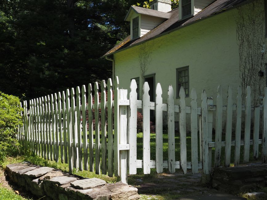 The small white clapboard birthplace cottage of Herbert Hoover in West Branch, Iowa