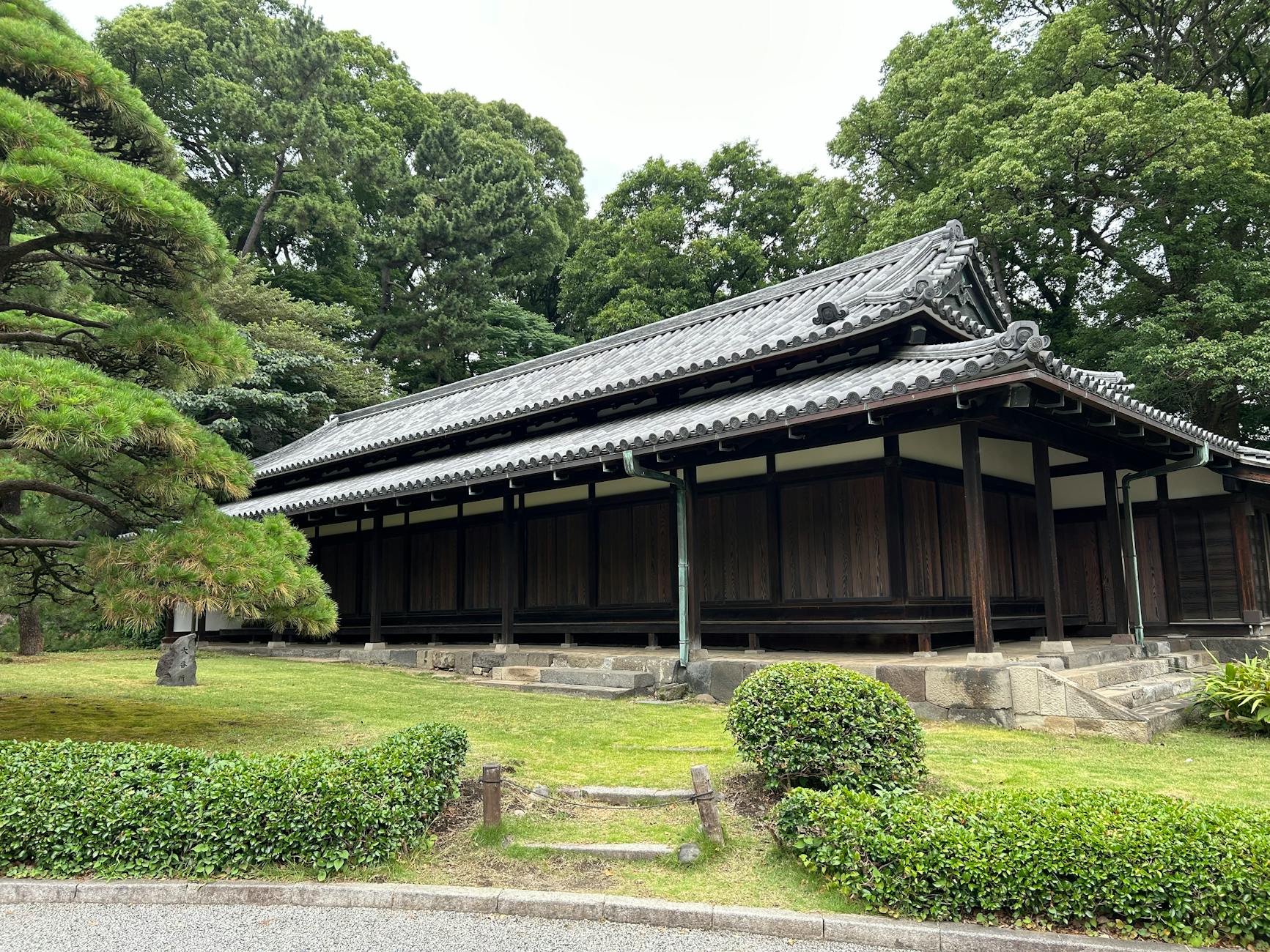 Imperial Palace East Garden with manicured lawns and stone walls in Tokyo