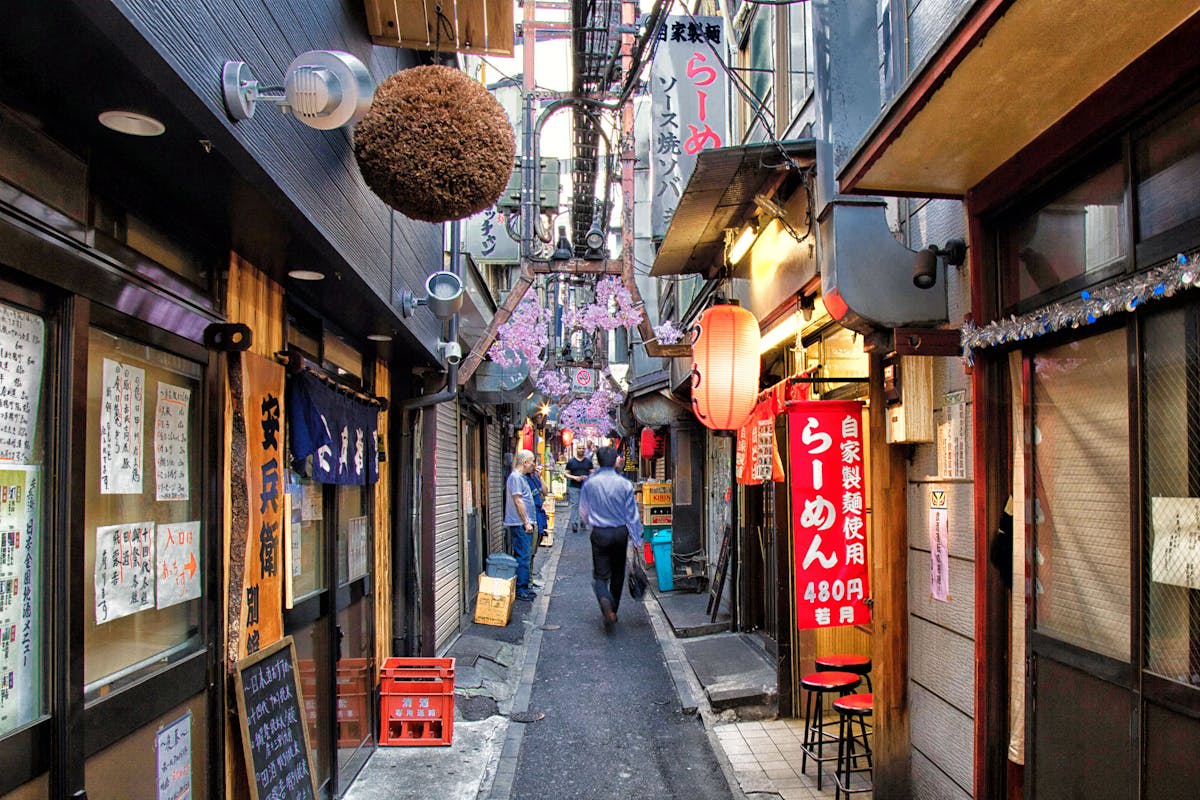 Traditional lantern-lit streets of Asakusa at dusk