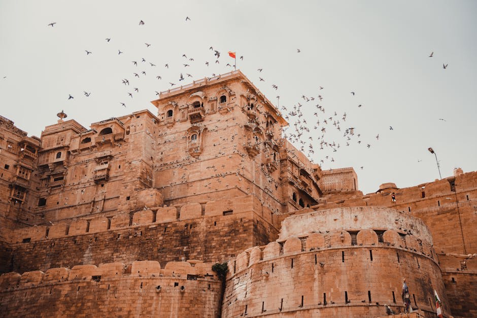 The golden sandstone fort of Jaisalmer rising from the desert
