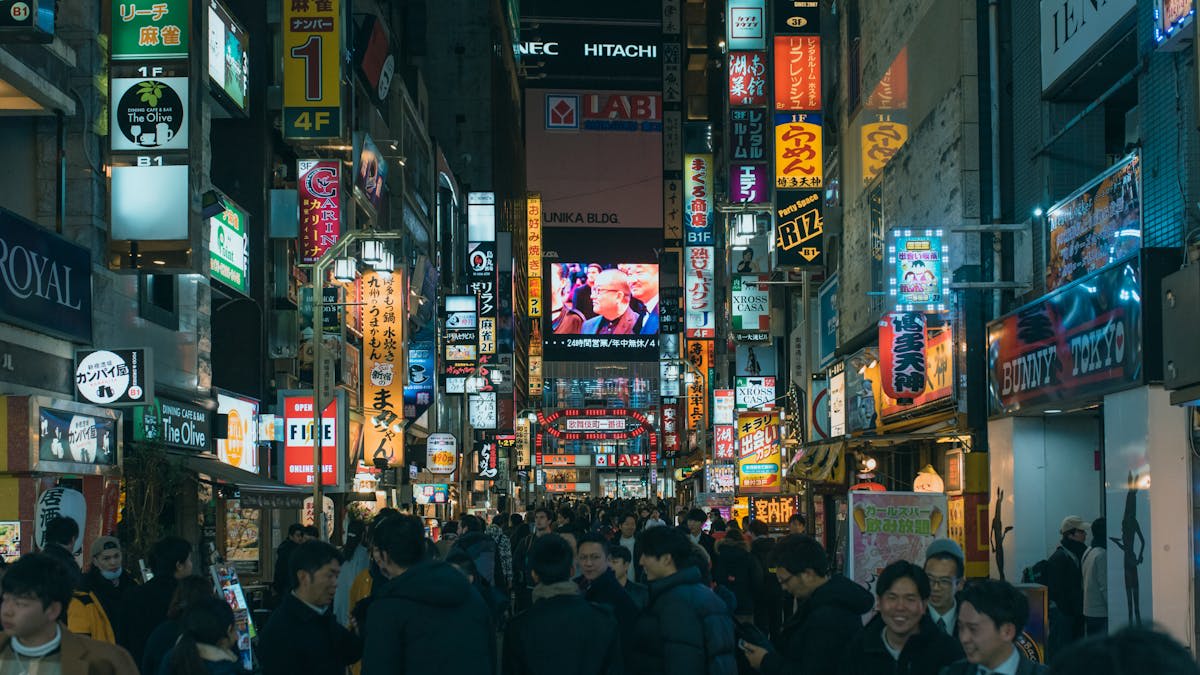 The narrow neon-lit alleys of Golden Gai in Shinjuku