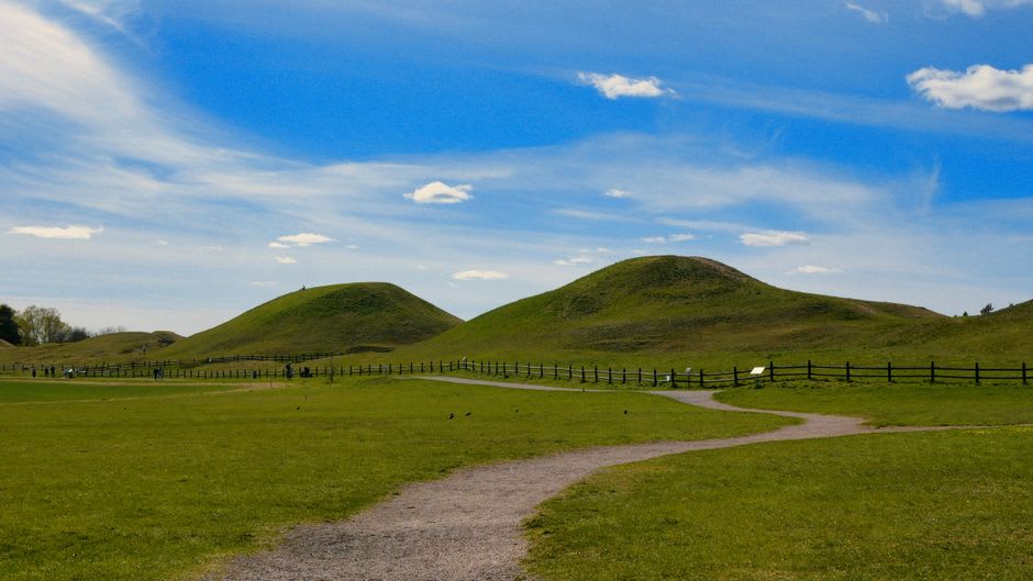 Anciens tumulus funéraires de l'époque de Dilmun construits en calcaire sans mortier s'élevant du sol désertique près de Saar
