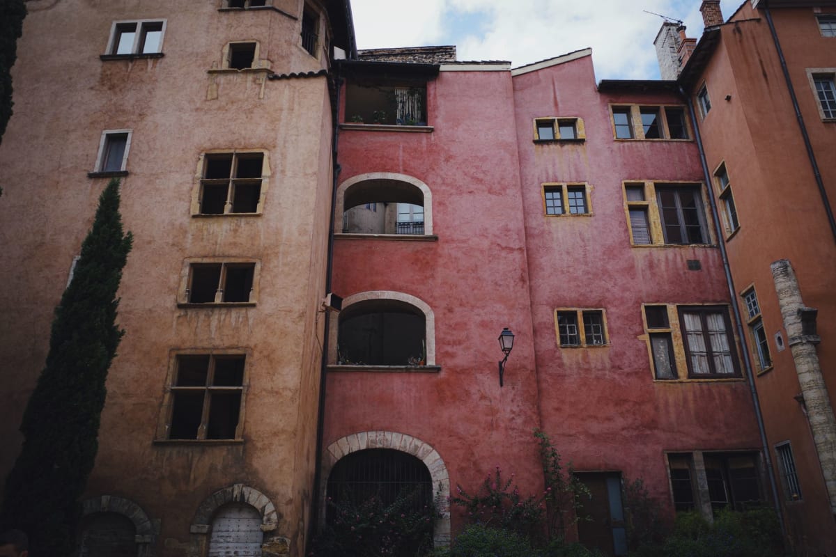 A hidden traboule passage in Lyon's old quarter