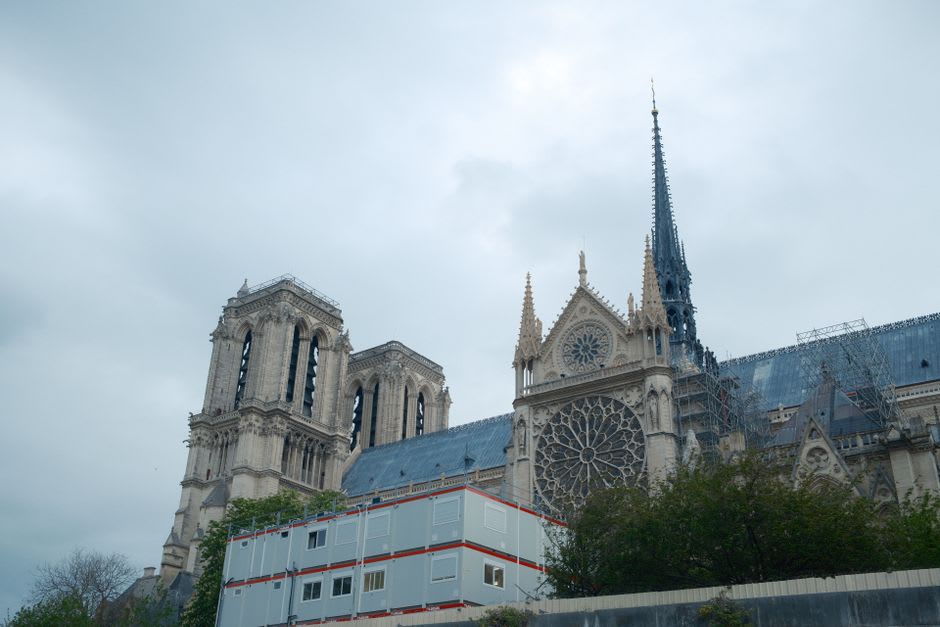 The ornate Renaissance bell tower of Notre-Dame-de-Croaz-Batz church rising above Roscoff's granite rooftops