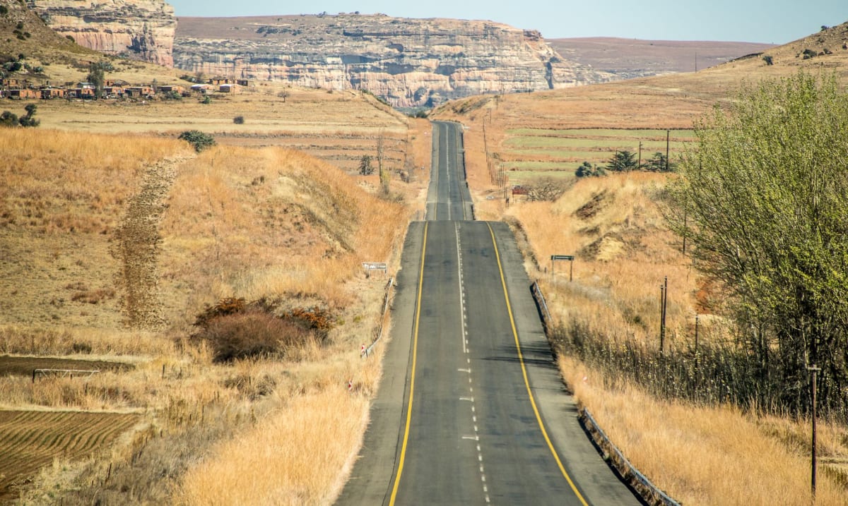 The Basotho Hat building near the Maseru Bridge border crossing, a conical concrete structure echoing the mokorotlo hat