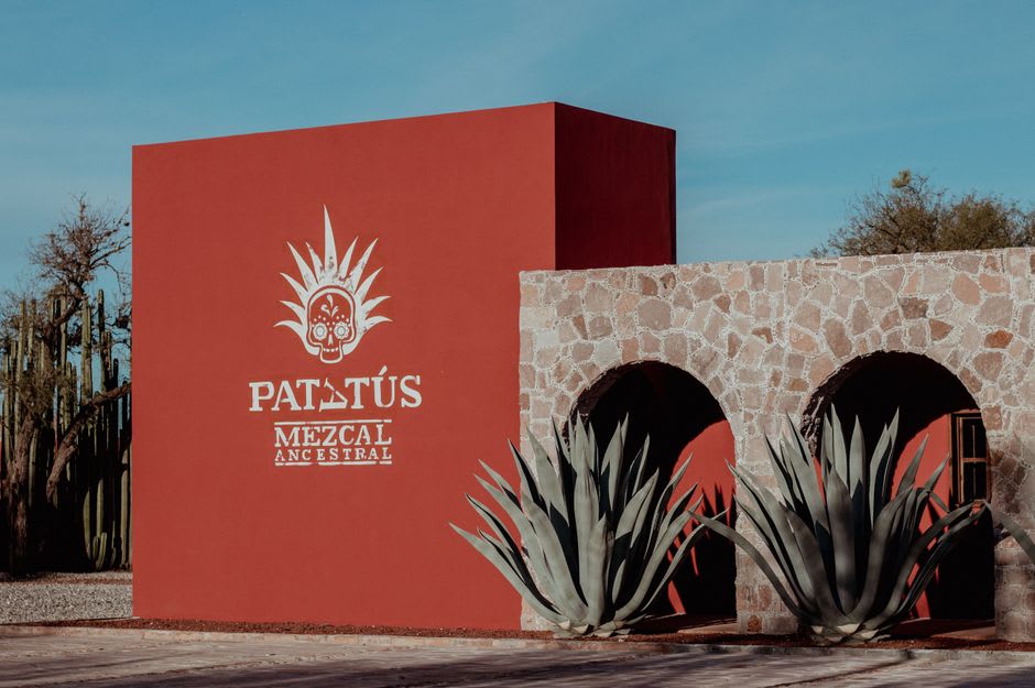 Vista a través de la plaza empedrada de La Noria hacia la fachada amarillo pálido de La Purísima Concepción bajo un cielo despejado de Sinaloa