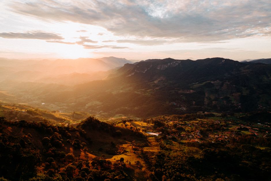 View from the Serra de São Mamede over the Alentejo plain near Portalegre at sunset