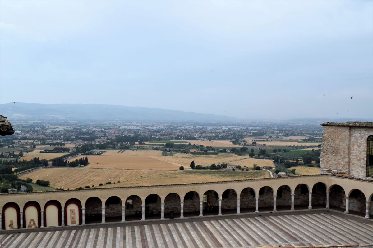 Renaissance frescoes covering the apse wall of the former church of San Francesco in Montefalco