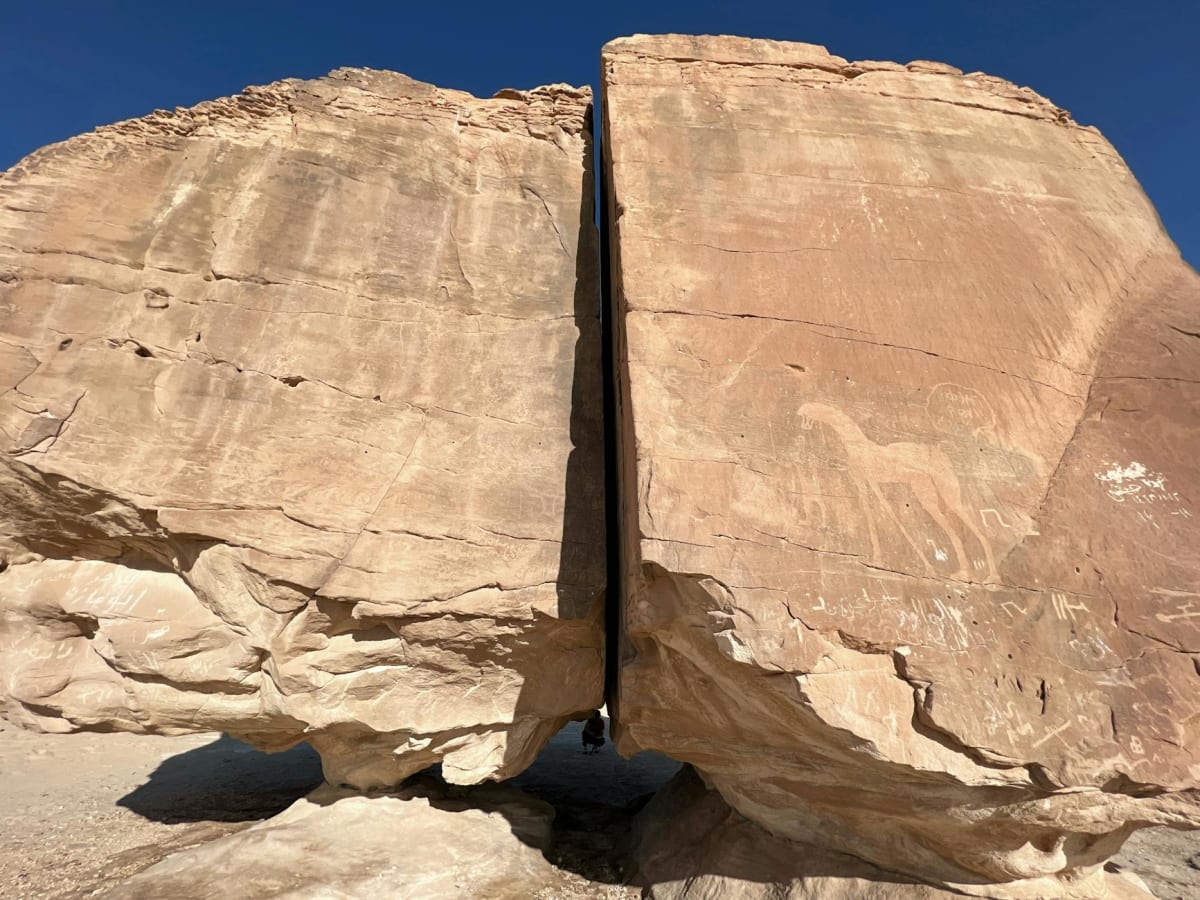 Dramatic sandstone rock formations in AlUla's ancient valley