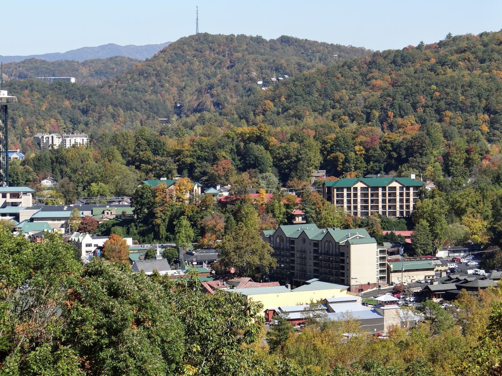 The French Broad River running through the gorge at Hot Springs, North Carolina, with forested ridges rising on both sides