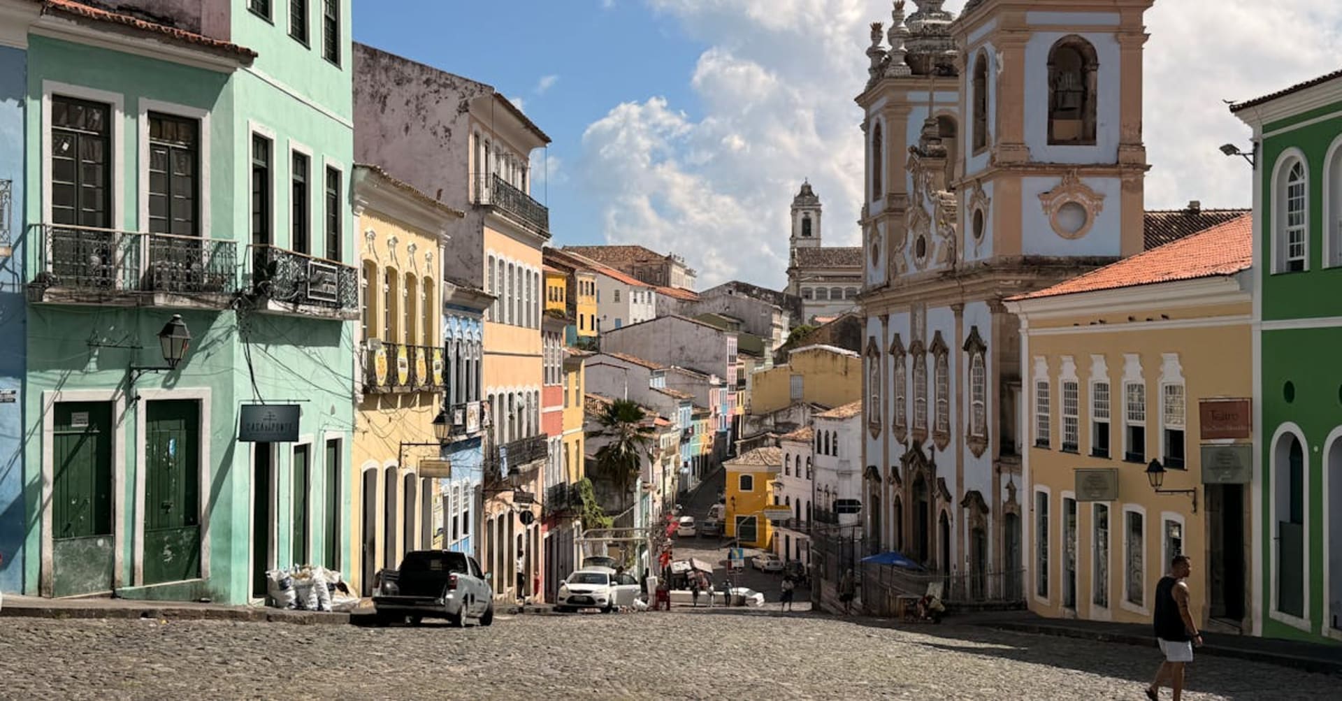 Colourful colonial buildings in Salvador's Pelourinho district