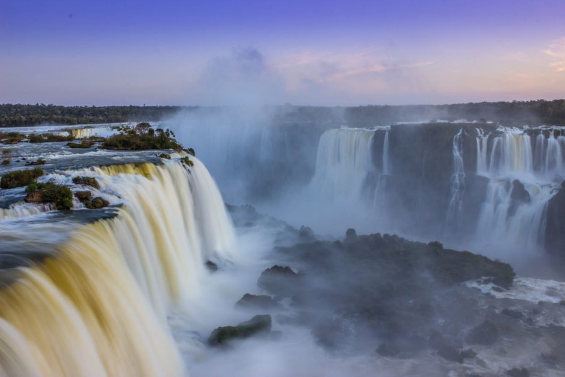 Foz do Iguacu cityscape with the Parana River and tri-border horizon