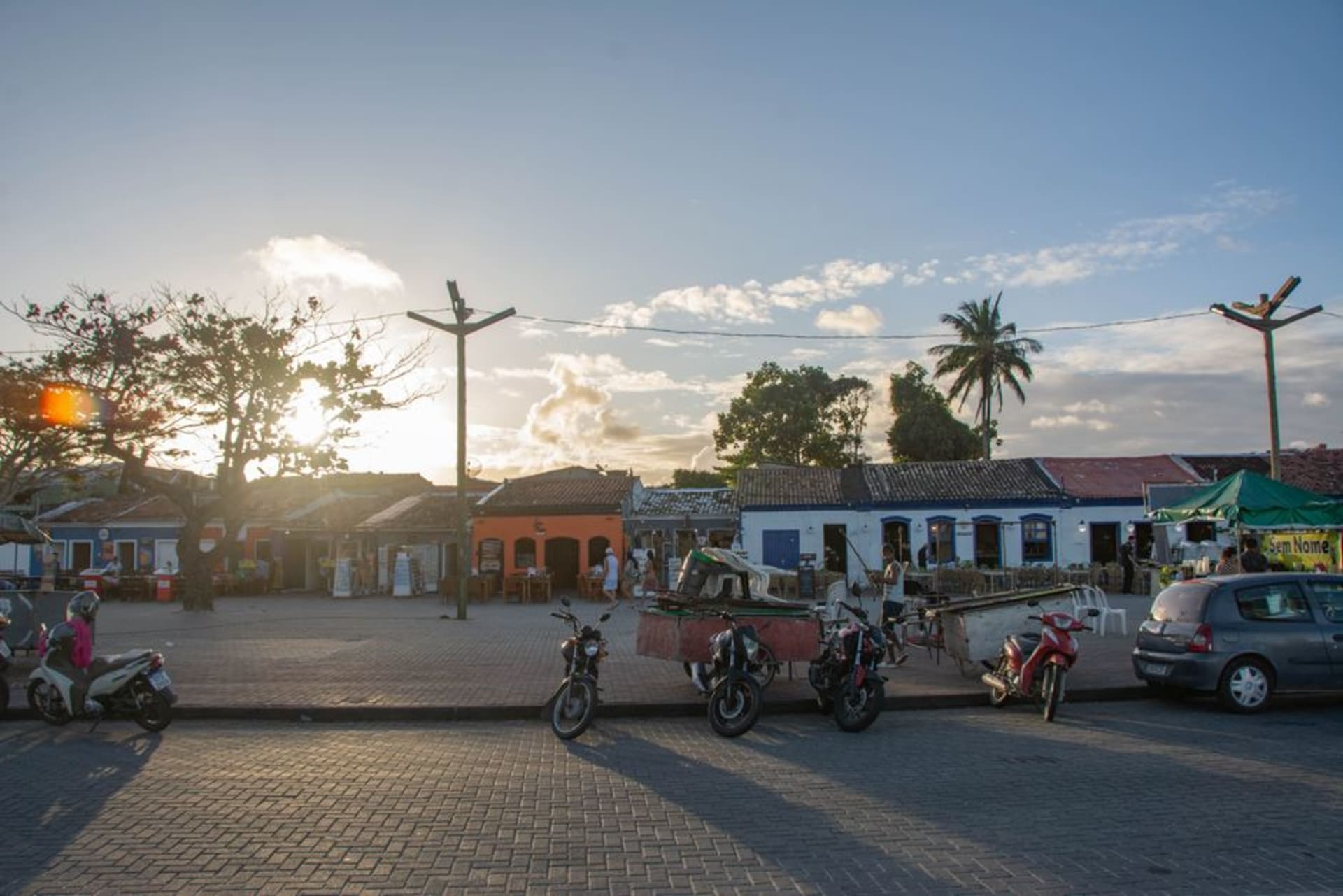 Historic colonial buildings in Porto Seguro's Cidade Histórica overlooking the coastline where Brazil was first sighted by Portuguese explorers
