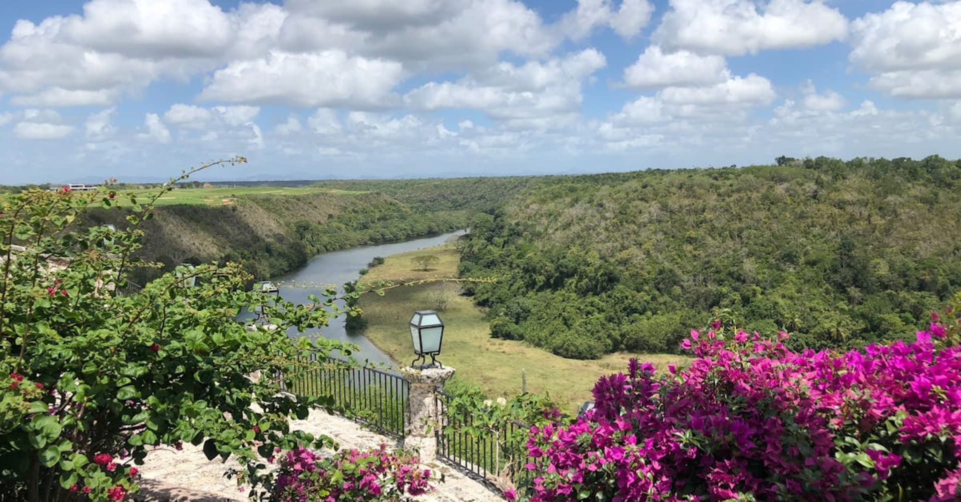 Palm-lined beach in Las Terrenas with colourful fishing boats