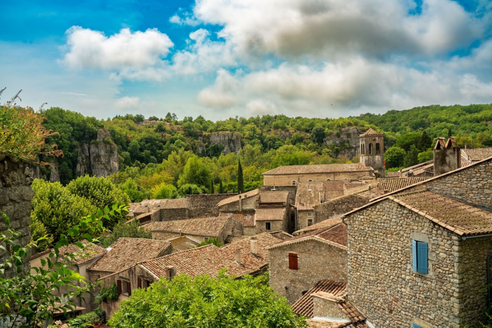 The austere Romanesque façade of the Abbaye de Silvacane beside the Durance valley near La Roque-d'Anthéron