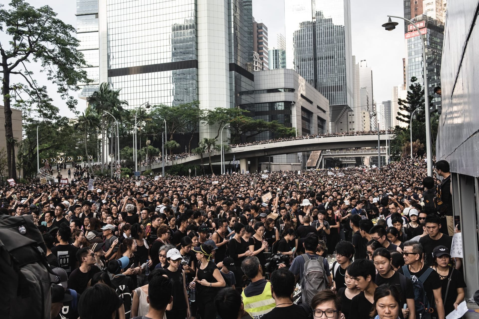 Causeway Bay la nuit, des devantures illuminées et un fleuve dense de piétons dans une rue commerciale sous des enseignes superposées