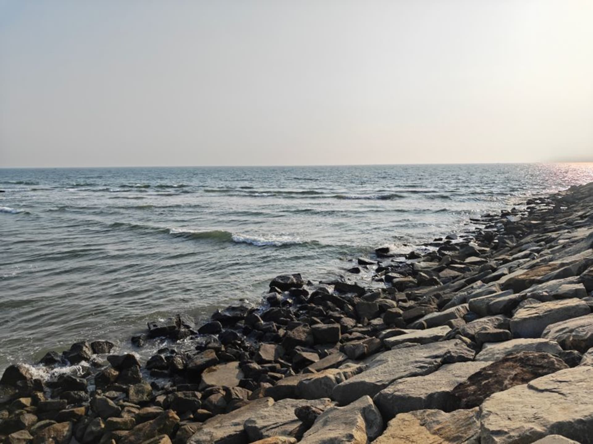 Kolaba Fort standing in the Arabian Sea off Alibaug's coastline at low tide
