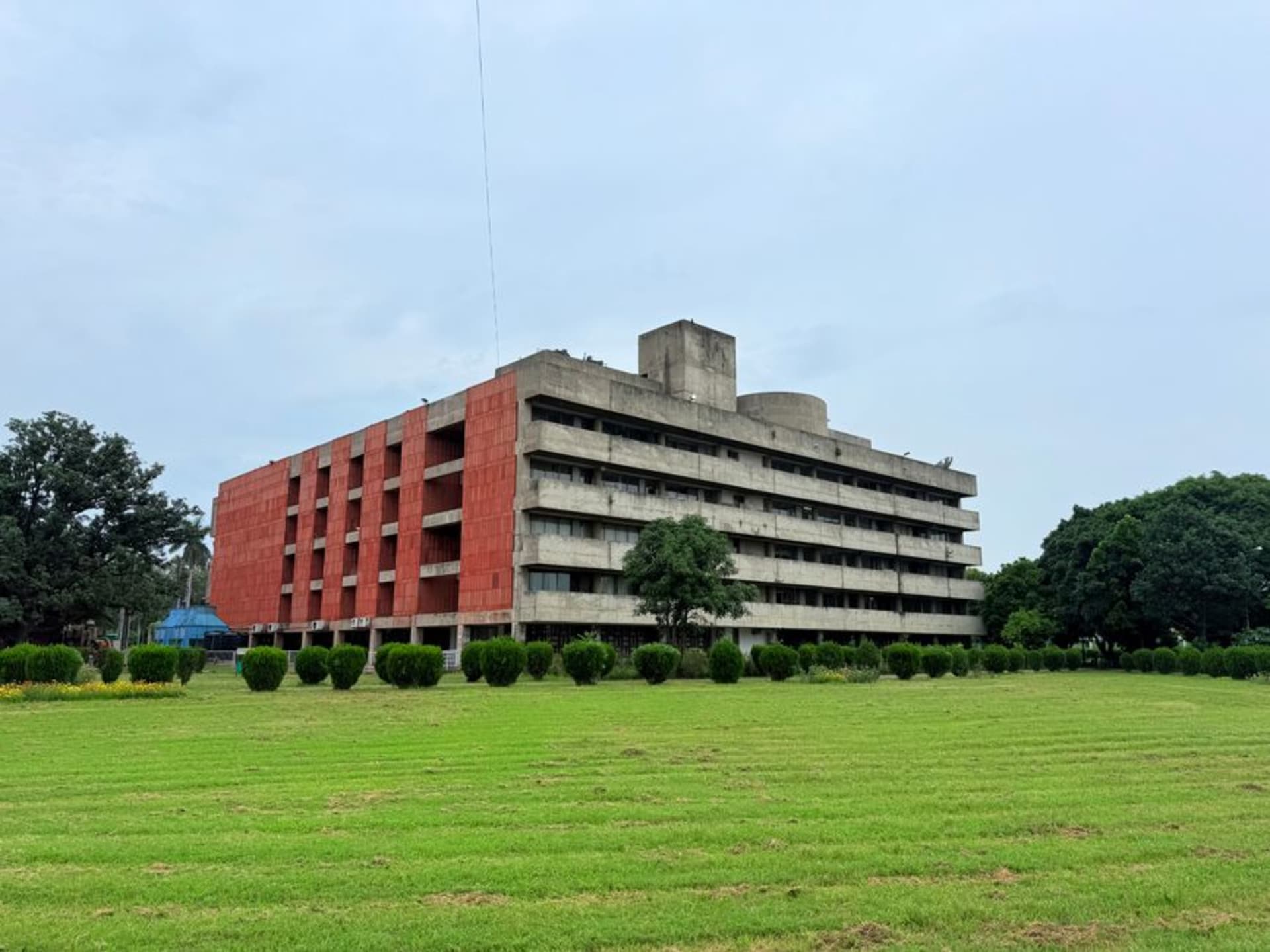 The stark concrete facade of Chandigarh's Le Corbusier-designed Secretariat building