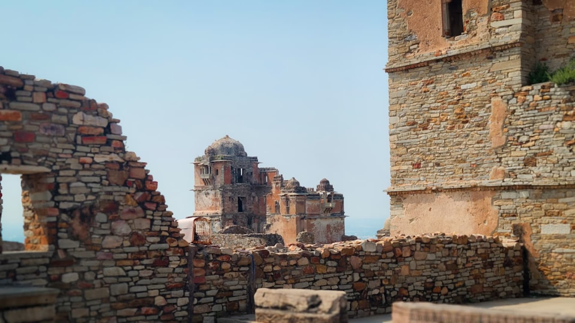 The Vijay Stambh victory tower rising above the ruins of Chittorgarh Fort