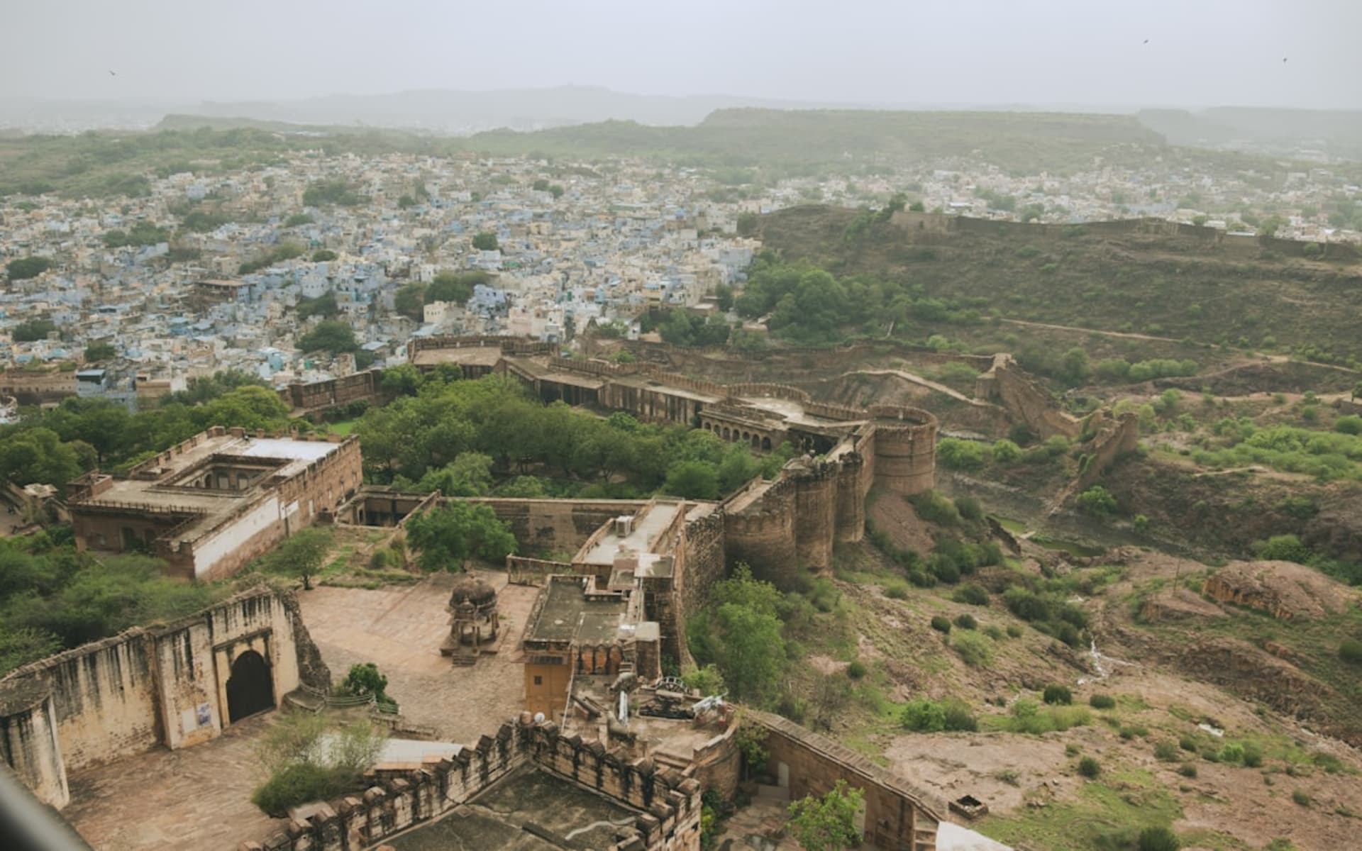 Mehrangarh Fort rising above the blue-washed houses of Jodhpur