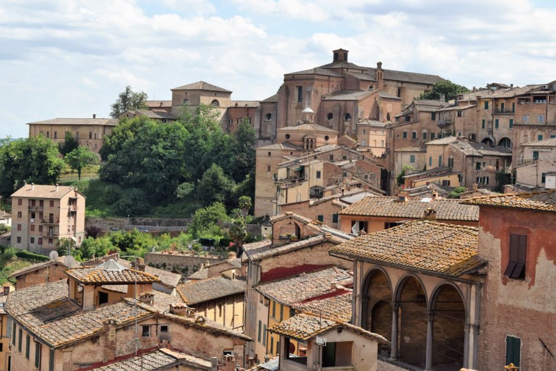 Cosenza's medieval old town rising up the hillside with the Swabian Castle above