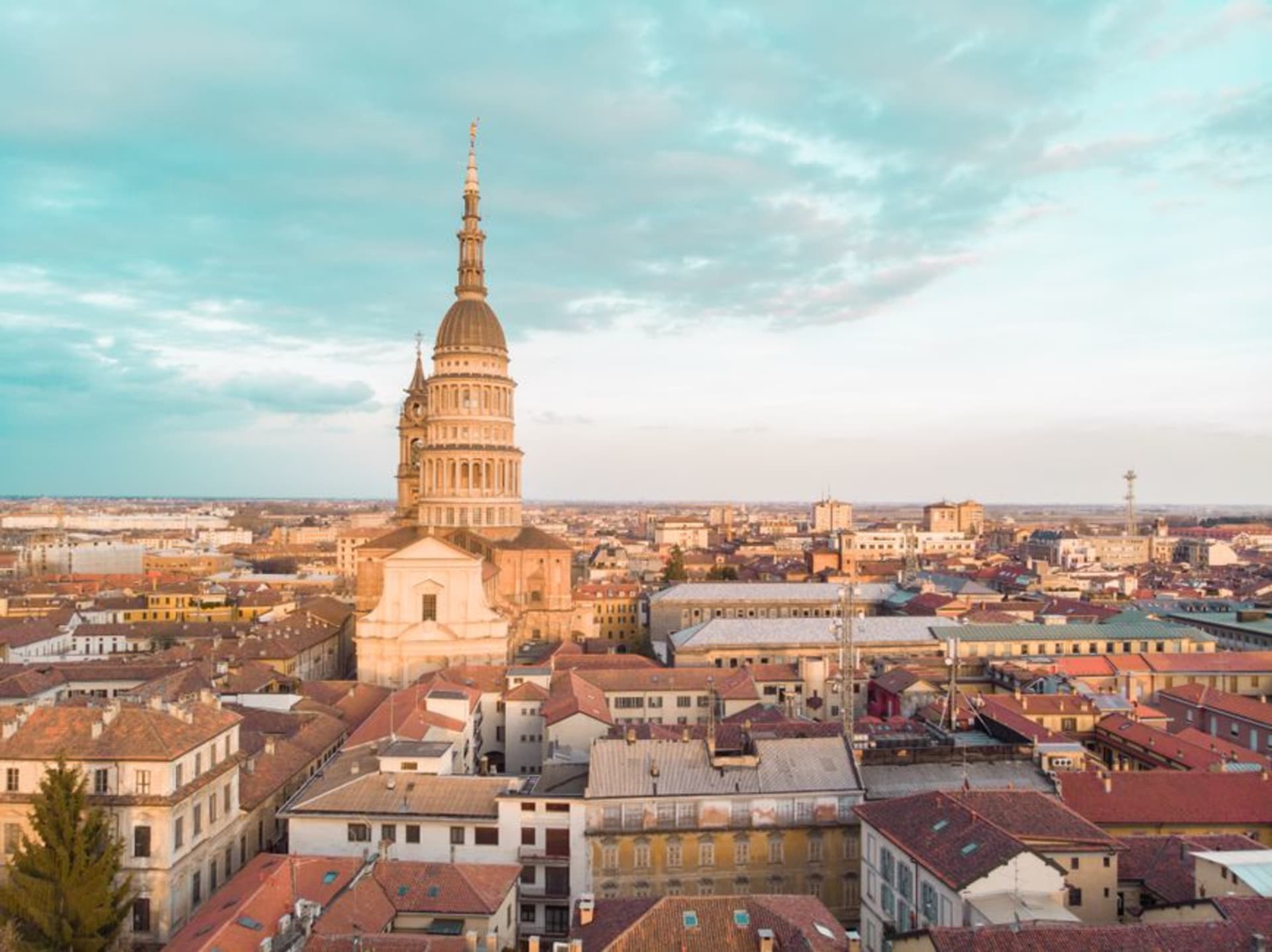 The soaring Antonelliana dome of the Basilica di San Gaudenzio piercing the Novara skyline