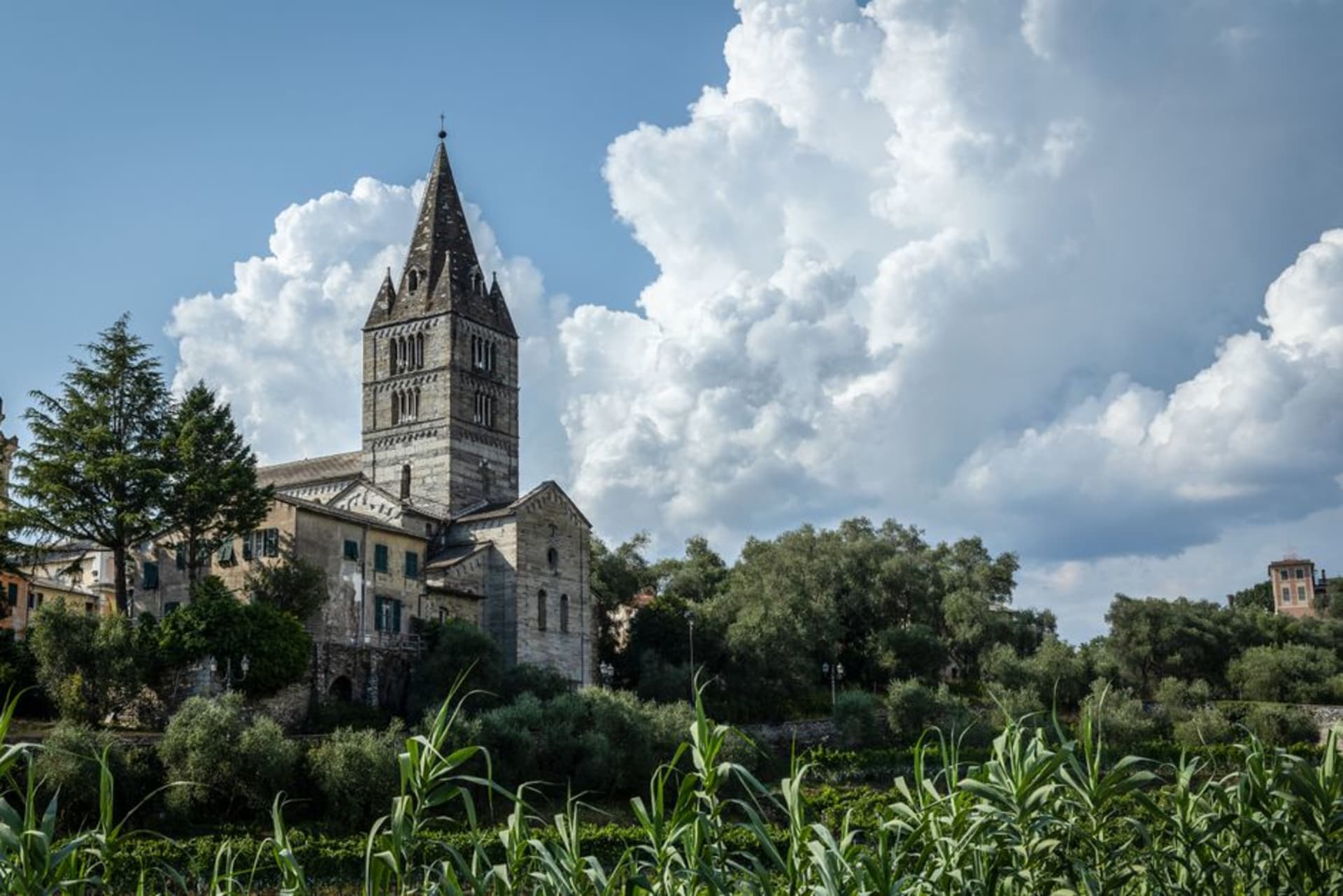 The medieval granite Basilica of San Simplicio in the old center of Olbia, Sardinia