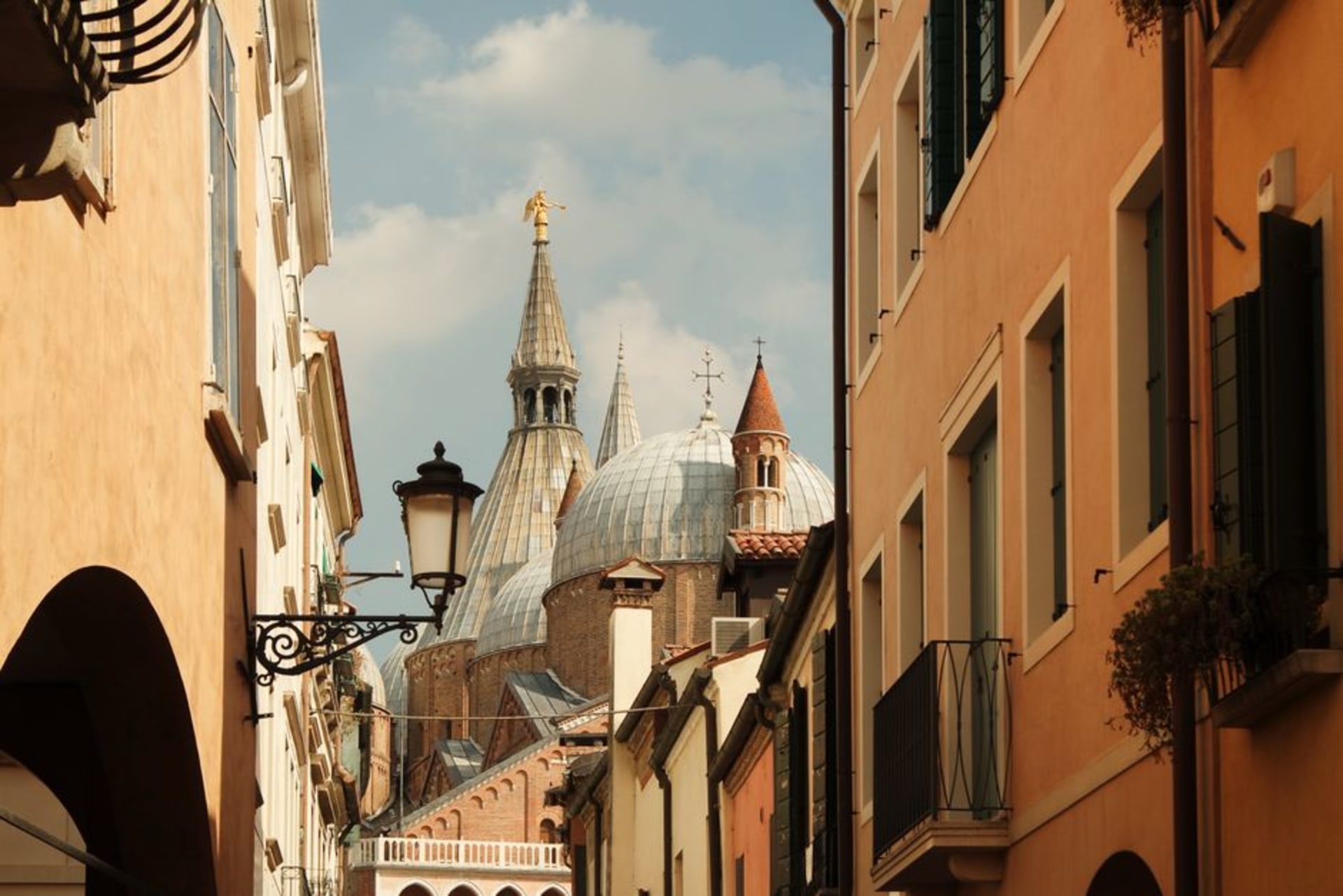The domes and spires of the Basilica of Saint Anthony rising above Padua's rooftops