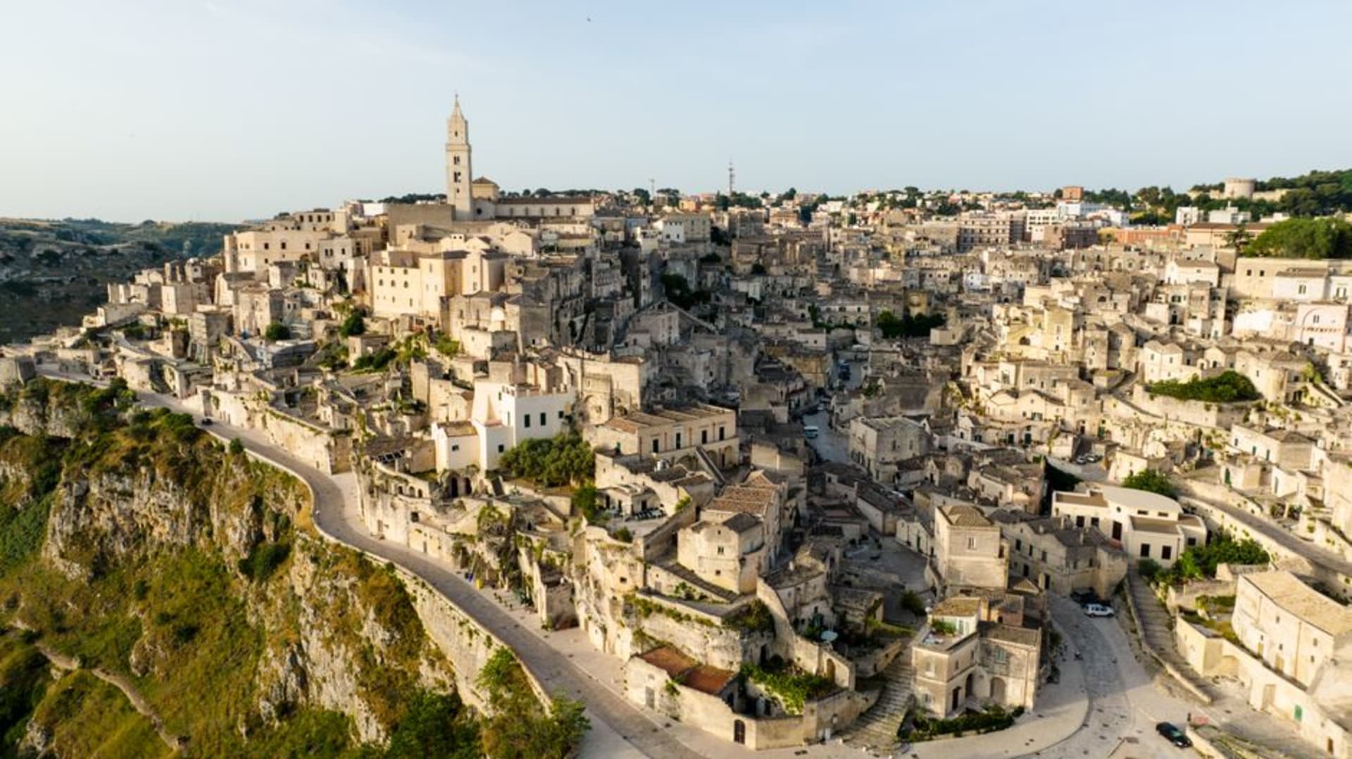 The hillside city of Potenza with its stacked buildings rising against the Basilicata mountains