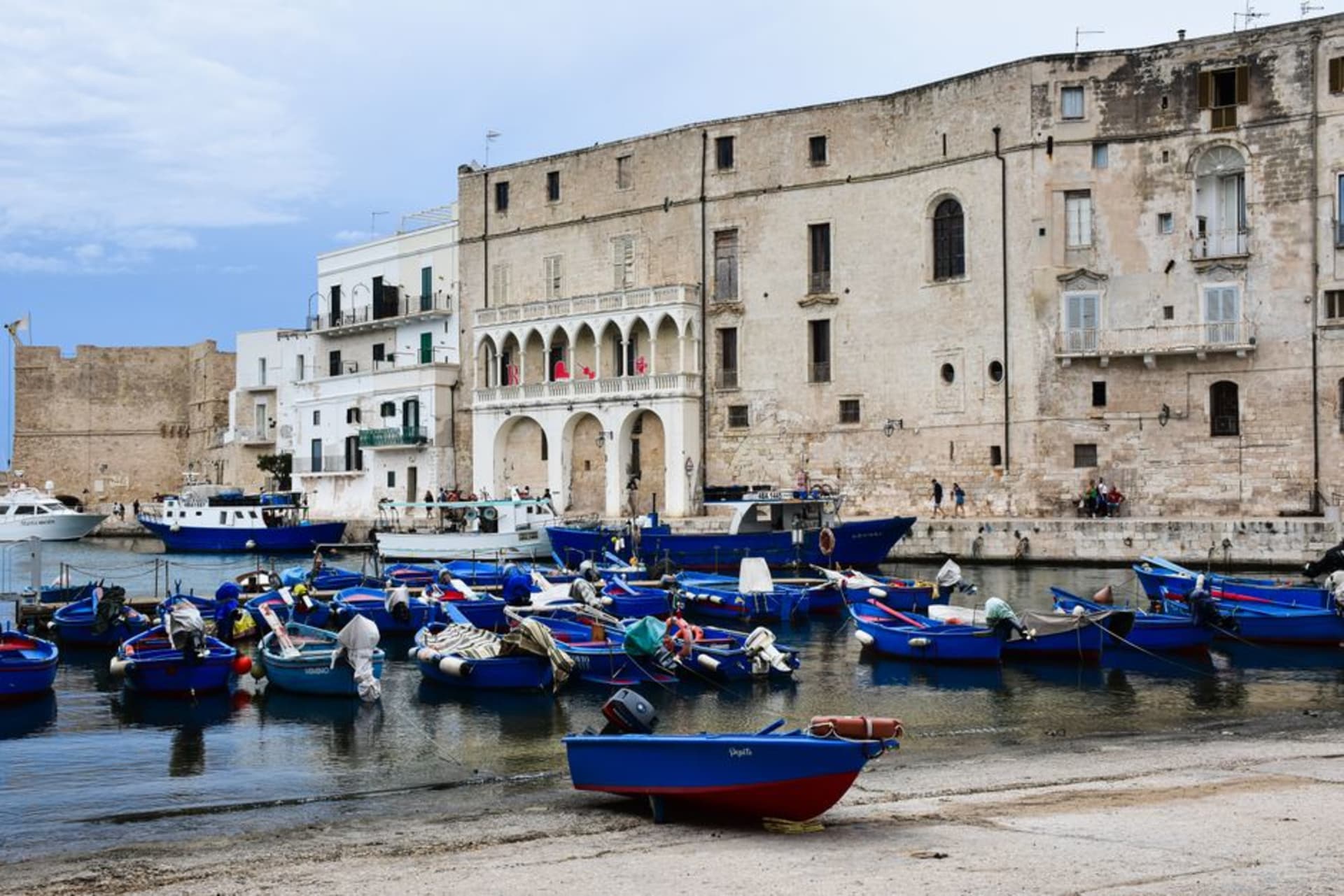 The old town and castle of Otranto, Puglia, on Italy's easternmost coast overlooking the deep blue Adriatic Sea