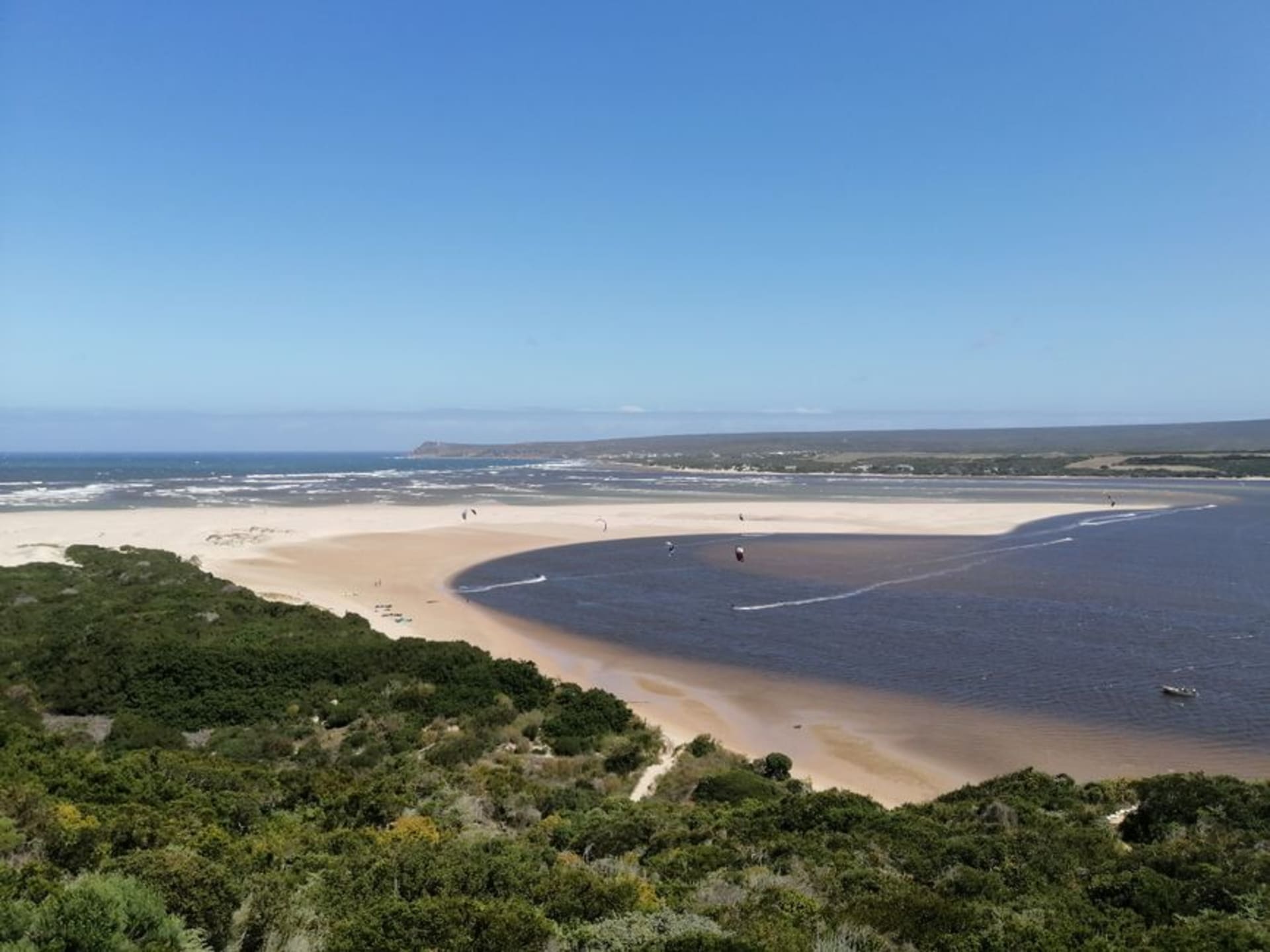 Pale white dunes of Witsand Nature Reserve contrasting with the surrounding red Kalahari sand